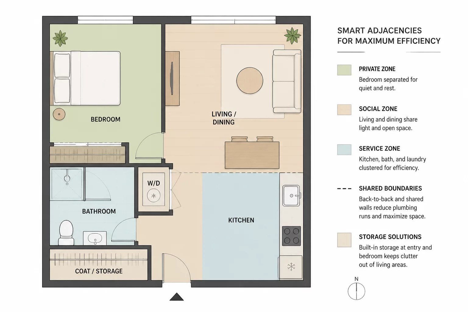 Apartment room relations diagram